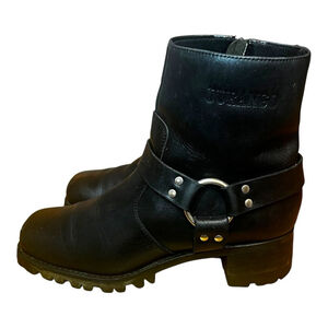 Women's Durango Black Leather Harness Engineer Moto Boots, 8